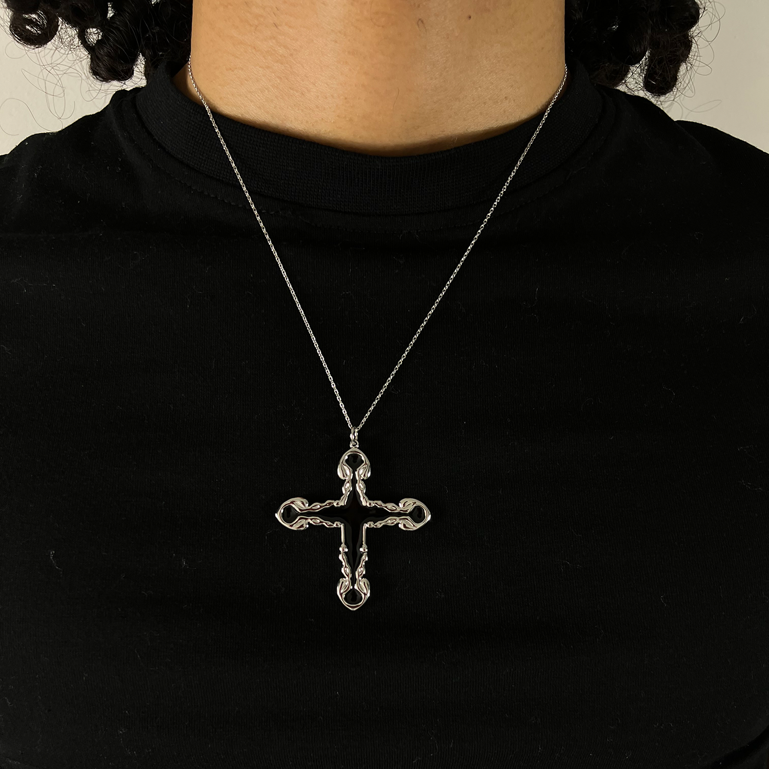 Black Cross Chain Necklace